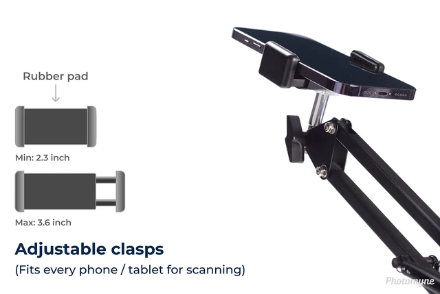 Alt view image 3 of 7 - Flexible Phone Holder with Clamp Photo Album Scanning Stand | Steady Shots. Better Scans