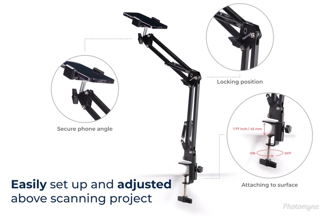 Alt view image 4 of 7 - Flexible Phone Holder with Clamp Photo Album Scanning Stand | Steady Shots. Better Scans