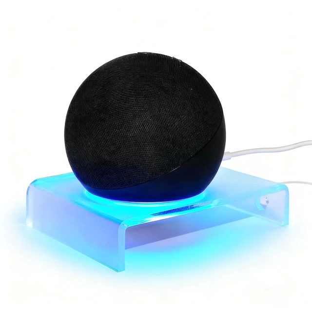 Main image of Wall Mount for Echo Dot 4th/5th Gen, Frosted Acrylic Light Guide 1pack | Frosted acrylic light guide glows with the Dot's halo. No-drill mount for bedrooms, kitchens, bathrooms - fits HomePod Mini