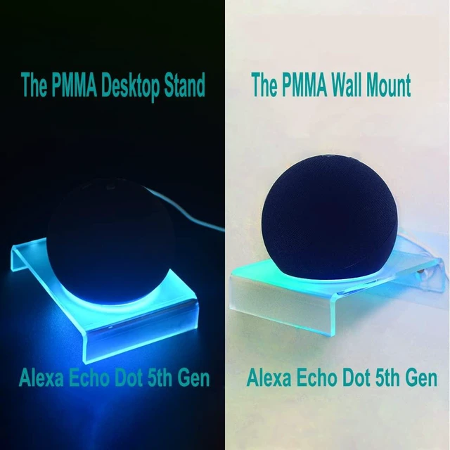 Alt view image 2 of 7 - Wall Mount for Echo Dot 4th/5th Gen, Frosted Acrylic Light Guide 1pack | Frosted acrylic light guide glows with the Dot's halo. No-drill mount for bedrooms, kitchens, bathrooms - fits HomePod Mini
