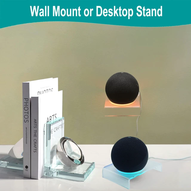 Alt view image 6 of 7 - Wall Mount for Echo Dot 4th/5th Gen, Frosted Acrylic Light Guide 1pack | Frosted acrylic light guide glows with the Dot's halo. No-drill mount for bedrooms, kitchens, bathrooms - fits HomePod Mini