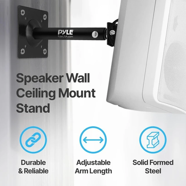 Alt view image 4 of 7 - Universal Speaker Mounting Bracket - Ceiling & Wall Speaker Mount with Adjustable Swivel Tilt, 13.4" Retractable Telescopic Arm, 75 lbs Max Load - Ideal for Home Surround Sound Systems (Pair)