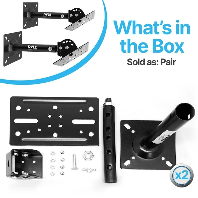 Alt view image 7 of 7 - Universal Speaker Mounting Bracket - Ceiling & Wall Speaker Mount with Adjustable Swivel Tilt, 13.4" Retractable Telescopic Arm, 75 lbs Max Load - Ideal for Home Surround Sound Systems (Pair)
