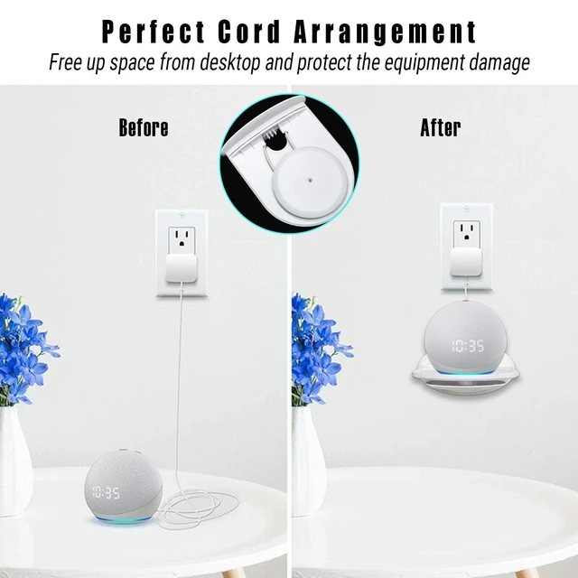 Alt view image 6 of 7 - Wall Mount Shelf, Compatible with Echo Spot, Echo Pop, Echo Dot, HomePod Mini, Google Home, with Cord Storage, Easy Installation, Fits Devices up to 10lbs