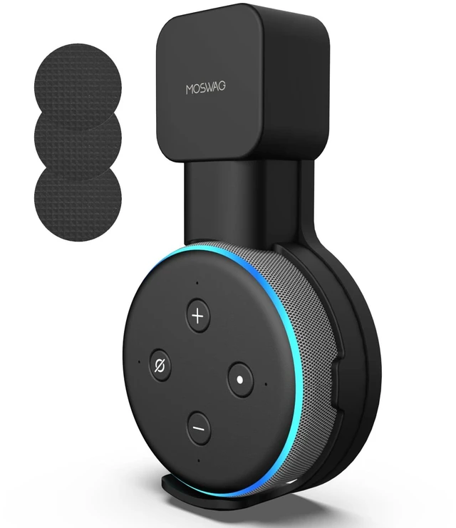 Main image of Wall Mount Holder for Dot 3rd Generation, Save Space for Your Alexa and Dot 3 Devices Without Messy Wires for Kitchen Bedroom & Bathroom, Black