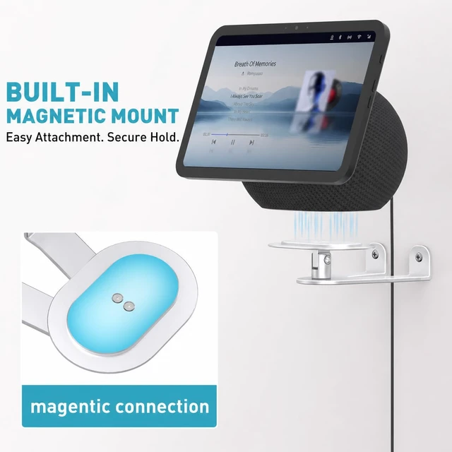 Alt view image 4 of 7 - Wall Mount for Echo Show 11 & Show 8 2025, Swivel 360°, Silver | Aluminum, Tilt 20~80°, Easy Install, Durable, Echo Show 11 Wall Mount for Kitchen, Adjustable Echo Show 11 Wall Mount