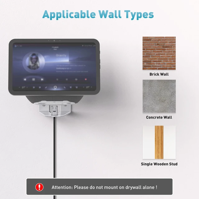 Alt view image 5 of 7 - Wall Mount for Echo Show 11 & Show 8 2025, Swivel 360°, Silver | Aluminum, Tilt 20~80°, Easy Install, Durable, Echo Show 11 Wall Mount for Kitchen, Adjustable Echo Show 11 Wall Mount