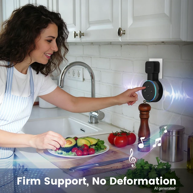Alt view image 5 of 6 - Wall Mount Holder for Dot 3rd Generation, Save Space for Your Alexa and Dot 3 Devices Without Messy Wires for Kitchen Bedroom & Bathroom, Black