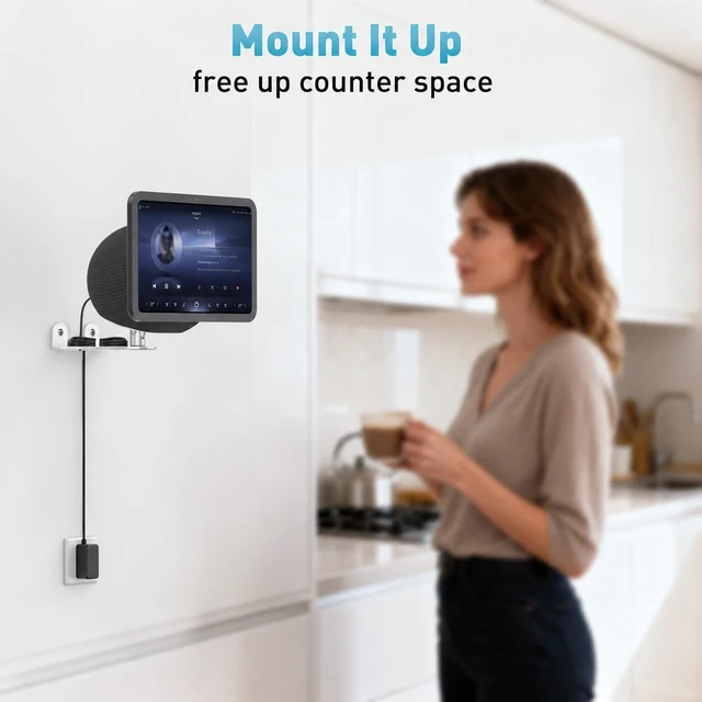 Alt view image 7 of 7 - Wall Mount for Echo Show 11 & Show 8 2025, Swivel 360°, Silver | Aluminum, Tilt 20~80°, Easy Install, Durable, Echo Show 11 Wall Mount for Kitchen, Adjustable Echo Show 11 Wall Mount