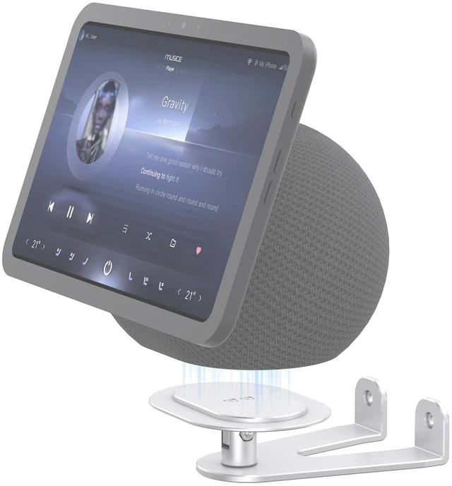 Main image of Wall Mount for Echo Show 11 & Show 8 2025, Swivel 360°, Silver | Aluminum, Tilt 20~80°, Easy Install, Durable, Echo Show 11 Wall Mount for Kitchen, Adjustable Echo Show 11 Wall Mount