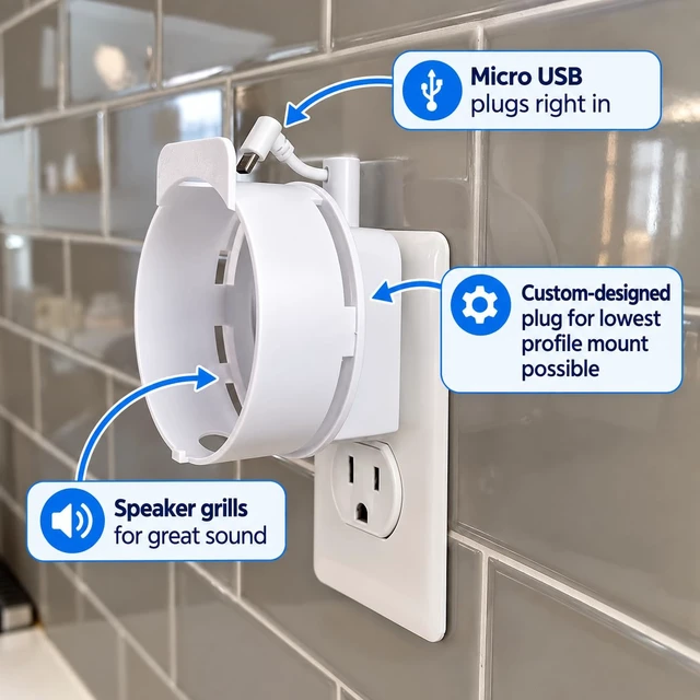 Alt view image 3 of 7 - Outlet Mount Compatible with Amazon Echo Dot 2nd Gen | White