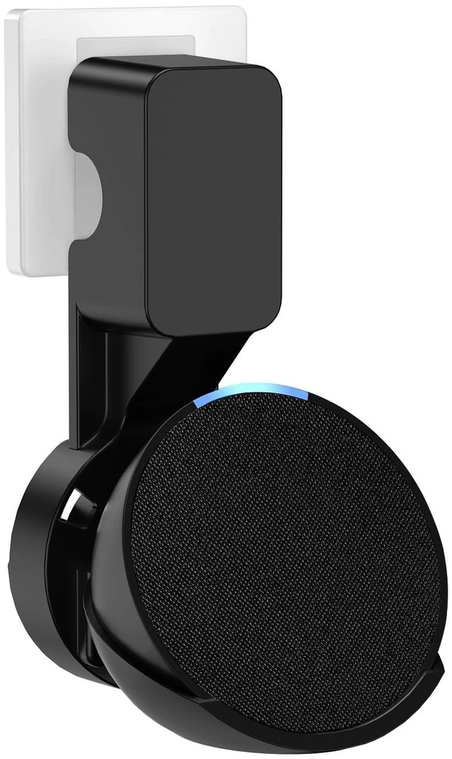 Main image of Wall Mount Holder for Echo Pop, Black | Outlet Hanger for Echo Pop, Space-Saving Pop Accessories, Built-in Cable Management shelf(WL802)