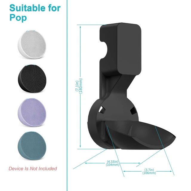 Alt view image 2 of 7 - Wall Mount Holder for Echo Pop, Black | Outlet Hanger for Echo Pop, Space-Saving Pop Accessories, Built-in Cable Management shelf(WL802)