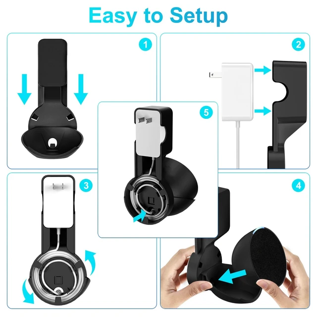 Alt view image 5 of 7 - Wall Mount Holder for Echo Pop, Black | Outlet Hanger for Echo Pop, Space-Saving Pop Accessories, Built-in Cable Management shelf(WL802)