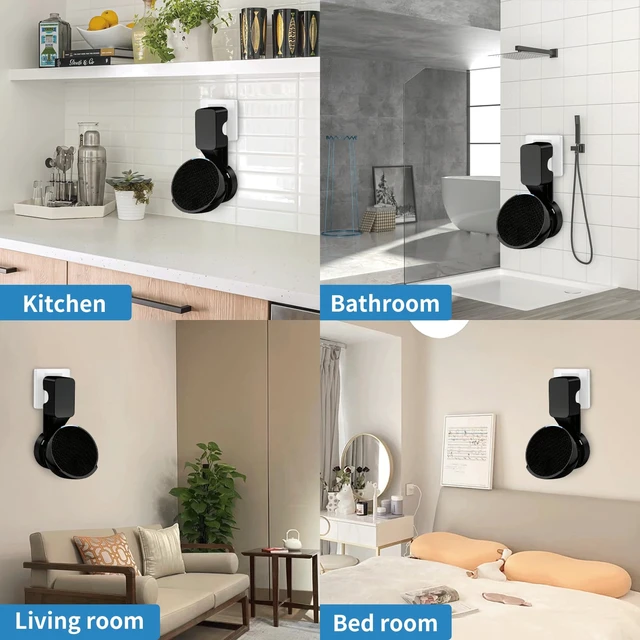 Alt view image 7 of 7 - Wall Mount Holder for Echo Pop, Black | Outlet Hanger for Echo Pop, Space-Saving Pop Accessories, Built-in Cable Management shelf(WL802)