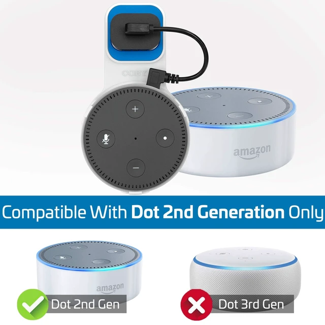 Alt view image 2 of 7 - Echo Dot Wall Mount 2nd Gen, Alexa Speaker Stand, Outlet Holder, Cable Mgmt | No Drilling or Tools Needed, USB Charging Included,Nonslip Space-Saving Smart Home Organizer for Home & Office Use - White