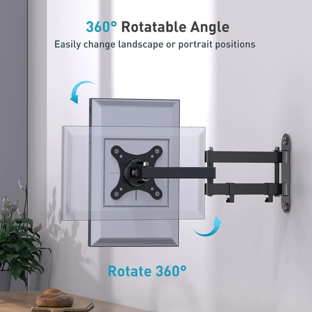 Alt view image 2 of 7 - Wall Mount for Echo Show 15, Swivel & Extend up to 16", Heavy Duty | Aluminum Alloy, Easy Assembly, 10KG Capacity, Space-Saving, Portrait and Landscape Mode, Echo Show 15 Wall Mount, Black