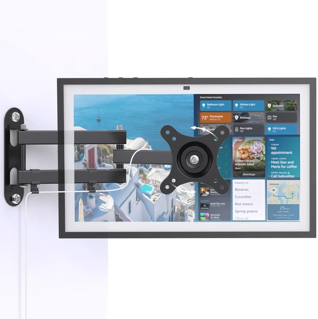 Main image of Wall Mount for Echo Show 15, Swivel & Extend up to 16", Heavy Duty | Aluminum Alloy, Easy Assembly, 10KG Capacity, Space-Saving, Portrait and Landscape Mode, Echo Show 15 Wall Mount, Black