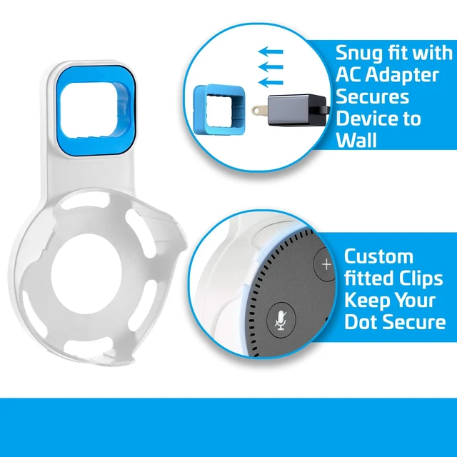 Alt view image 5 of 7 - Echo Dot Wall Mount 2nd Gen, Alexa Speaker Stand, Outlet Holder, Cable Mgmt | No Drilling or Tools Needed, USB Charging Included,Nonslip Space-Saving Smart Home Organizer for Home & Office Use - White