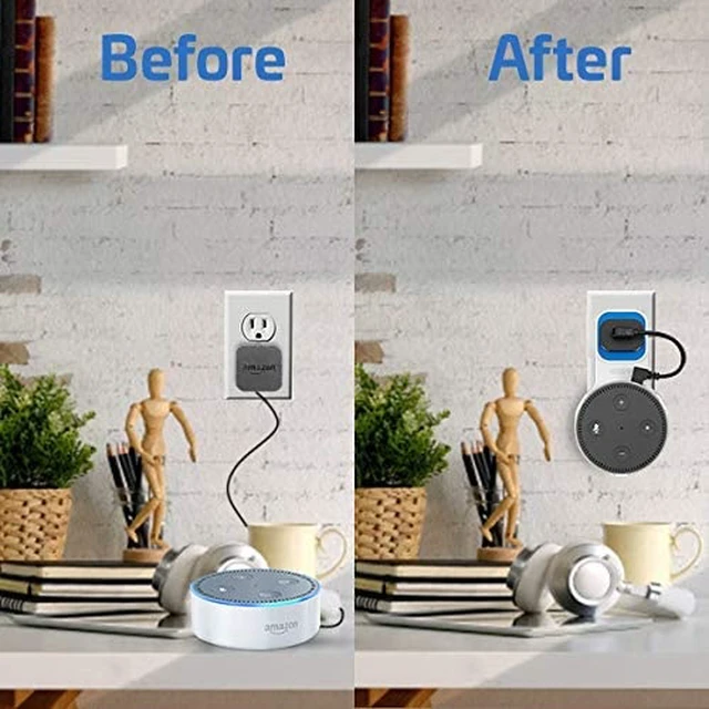 Alt view image 7 of 7 - Echo Dot Wall Mount 2nd Gen, Alexa Speaker Stand, Outlet Holder, Cable Mgmt | No Drilling or Tools Needed, USB Charging Included,Nonslip Space-Saving Smart Home Organizer for Home & Office Use - White