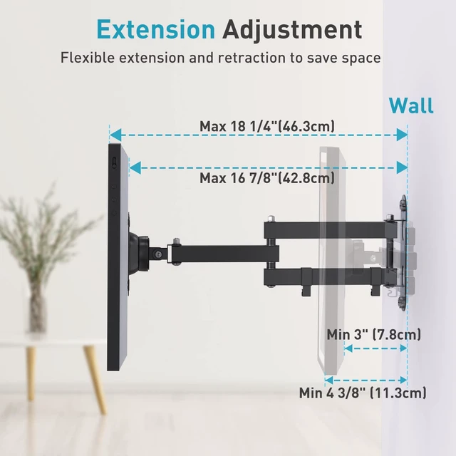 Alt view image 3 of 7 - Wall Mount for Echo Show 15, Swivel & Extend up to 16", Heavy Duty | Aluminum Alloy, Easy Assembly, 10KG Capacity, Space-Saving, Portrait and Landscape Mode, Echo Show 15 Wall Mount, Black