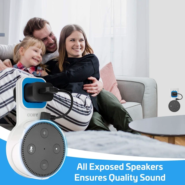 Alt view image 4 of 7 - Echo Dot Wall Mount 2nd Gen, Alexa Speaker Stand, Outlet Holder, Cable Mgmt | No Drilling or Tools Needed, USB Charging Included,Nonslip Space-Saving Smart Home Organizer for Home & Office Use - White