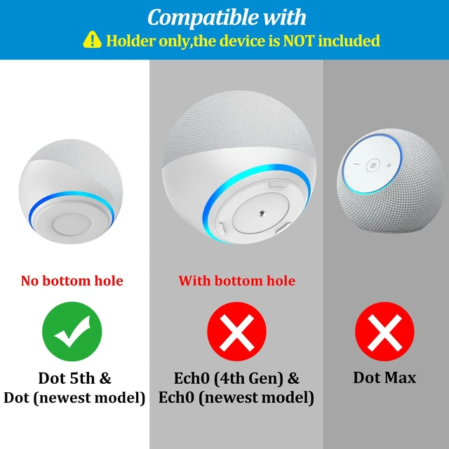 Alt view image 2 of 7 - Wall Mount for Echo Dot 5th Generation - Wall Holder Stand Hanger for Echo Dot 5 Gen, Space-Saving Alexa Dot 5th Accessories, Built-in Cable Management (White-1 Pack)