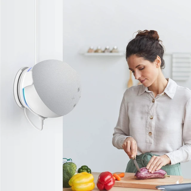 Alt view image 6 of 7 - Wall Mount for Echo Dot 5th Generation - Wall Holder Stand Hanger for Echo Dot 5 Gen, Space-Saving Alexa Dot 5th Accessories, Built-in Cable Management (White-1 Pack)