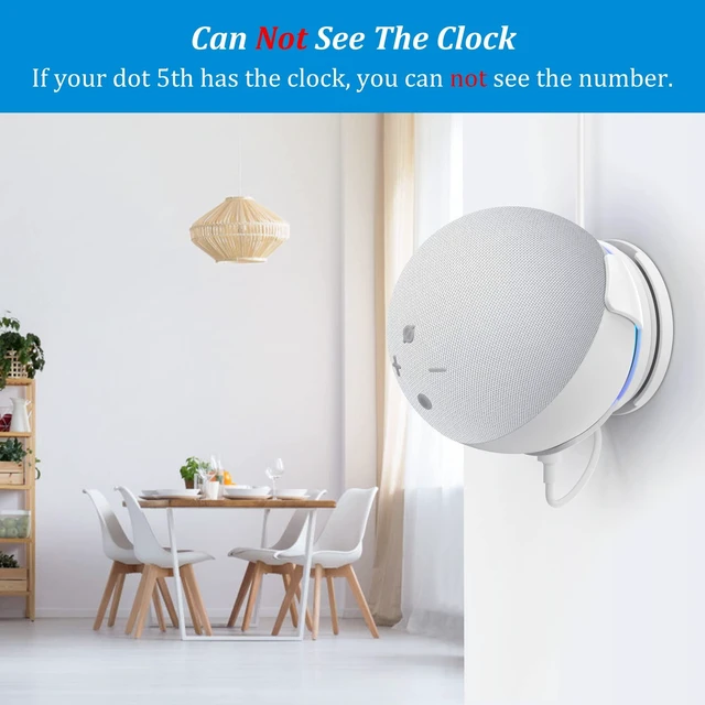 Alt view image 5 of 7 - Wall Mount for Echo Dot 5th Generation - Wall Holder Stand Hanger for Echo Dot 5 Gen, Space-Saving Alexa Dot 5th Accessories, Built-in Cable Management (White-1 Pack)