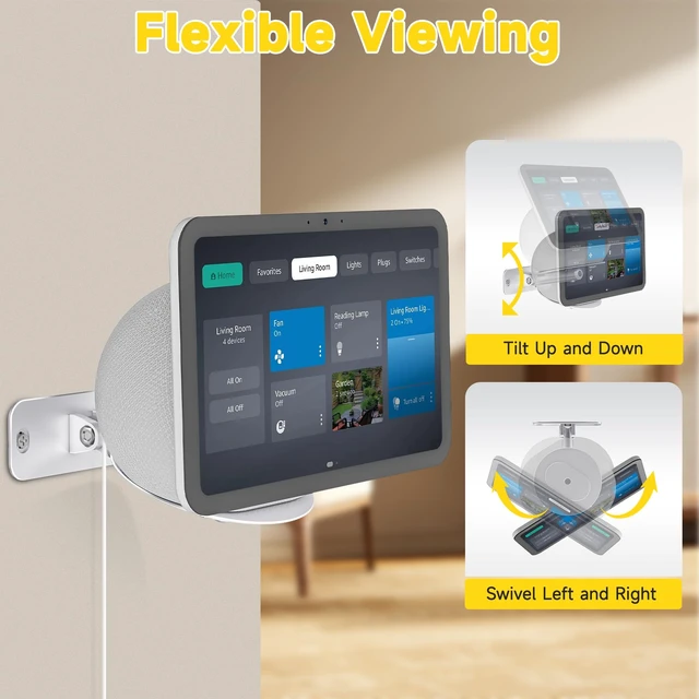 Alt view image 2 of 7 - Wall Mount for Echo Show 11 and Echo Show 8 4th Generation, Swivel and Tilt Wall Bracket, Aluminum Adjustable Mount with Cable Management,Saving Space,Easy Installation (Silver)