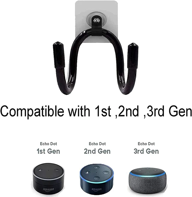 Alt view image 2 of 7 - 1Pack Wall Mount Bracket - Adjustable Size - Great for Echo Dot (1st, 2nd, 3rd Gen) - No Echo Speaker - No Drilling