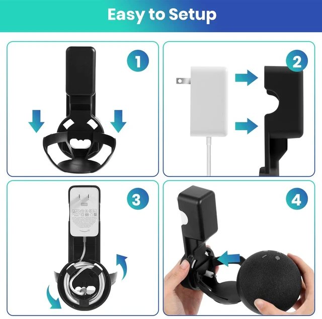 Alt view image 6 of 7 - Wall Mount Holder for Echo Dot 5th Generation(2022 Release), Outlet Hanger for Echo Dot 5th & 4th Gen, Space-Saving Dot 5 Accessories Built-in Cable Management, Black