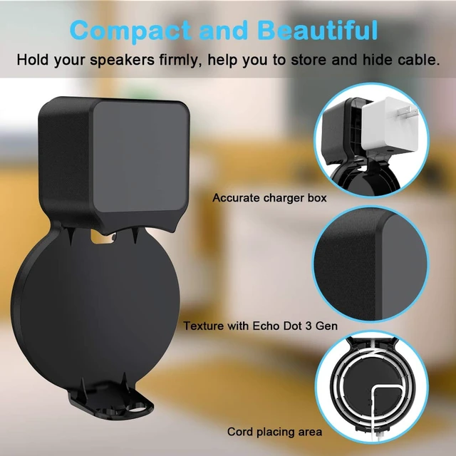 Alt view image 3 of 7 - Echo Dot Wall Mount Holder, Echo Dot Mount 3rd Generation Compatible with HomePod Mini, Clever Echo Dot Accessories with Built-in Cable Management Hide Messy Wires