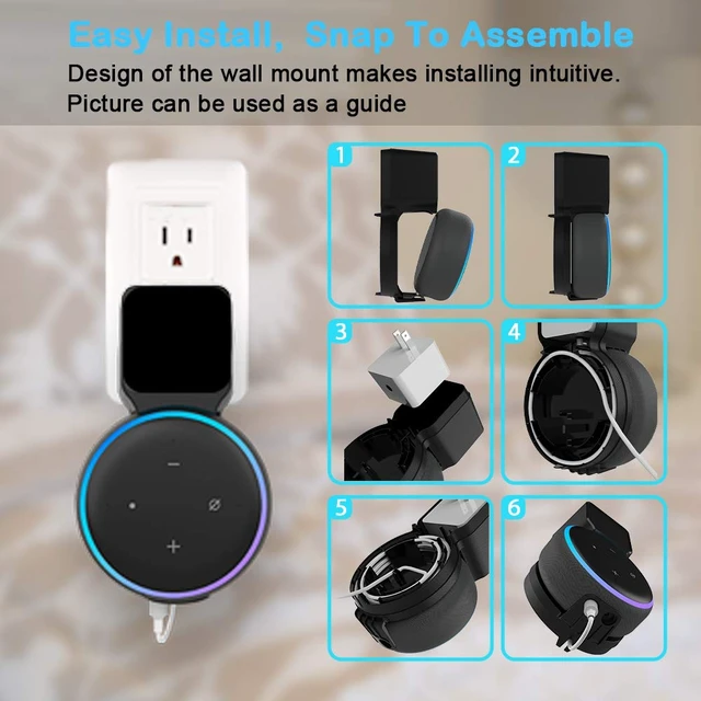 Alt view image 6 of 7 - Echo Dot Wall Mount Holder, Echo Dot Mount 3rd Generation Compatible with HomePod Mini, Clever Echo Dot Accessories with Built-in Cable Management Hide Messy Wires