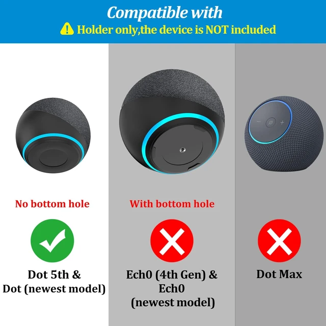 Alt view image 2 of 7 - Wall Mount for Echo Dot 5th Generation - Wall Holder Stand Hanger for Echo Dot 5th Gen, Space-Saving Alexa Dot 5 Accessories, Built-in Cable Management (Black-1 Pack)