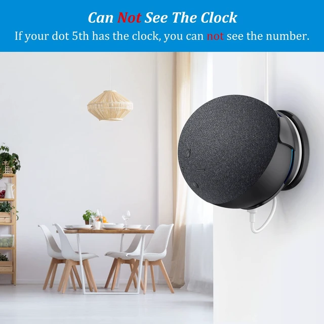 Alt view image 5 of 7 - Wall Mount for Echo Dot 5th Generation - Wall Holder Stand Hanger for Echo Dot 5th Gen, Space-Saving Alexa Dot 5 Accessories, Built-in Cable Management (Black-1 Pack)