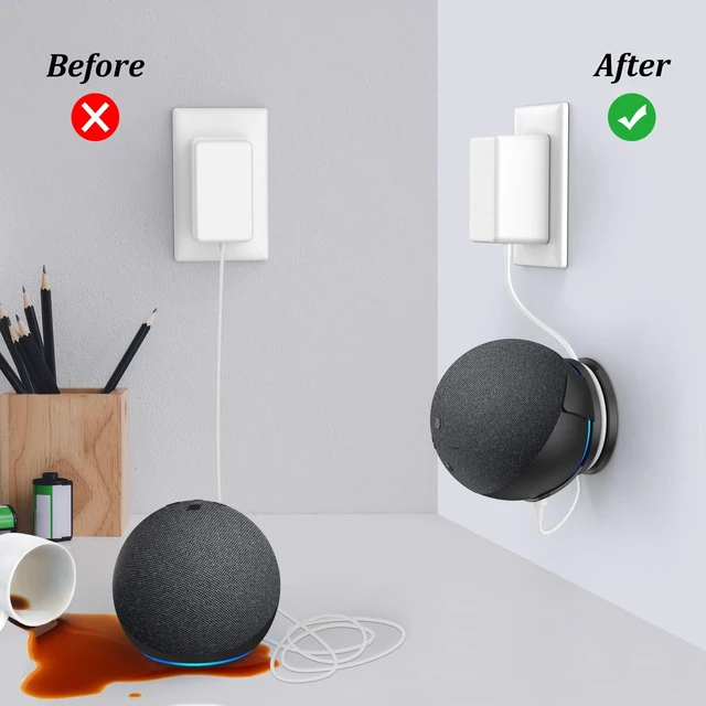 Alt view image 3 of 7 - Wall Mount for Echo Dot 5th Generation - Wall Holder Stand Hanger for Echo Dot 5th Gen, Space-Saving Alexa Dot 5 Accessories, Built-in Cable Management (Black-1 Pack)