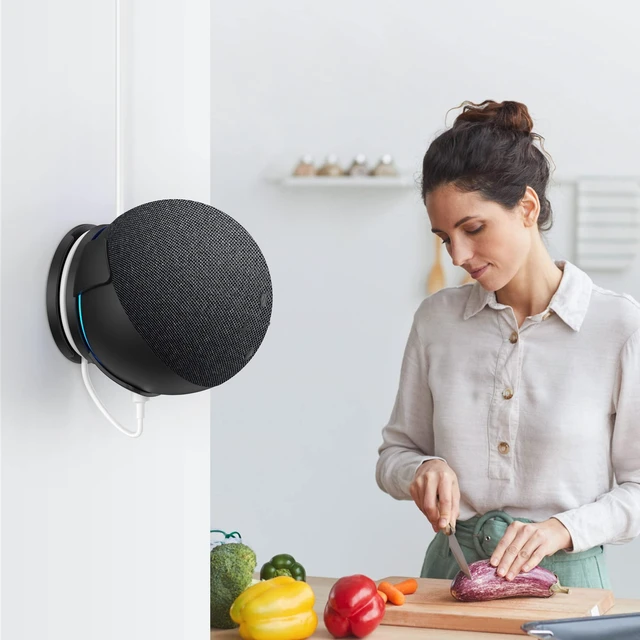 Alt view image 7 of 7 - Wall Mount for Echo Dot 5th Generation - Wall Holder Stand Hanger for Echo Dot 5th Gen, Space-Saving Alexa Dot 5 Accessories, Built-in Cable Management (Black-1 Pack)