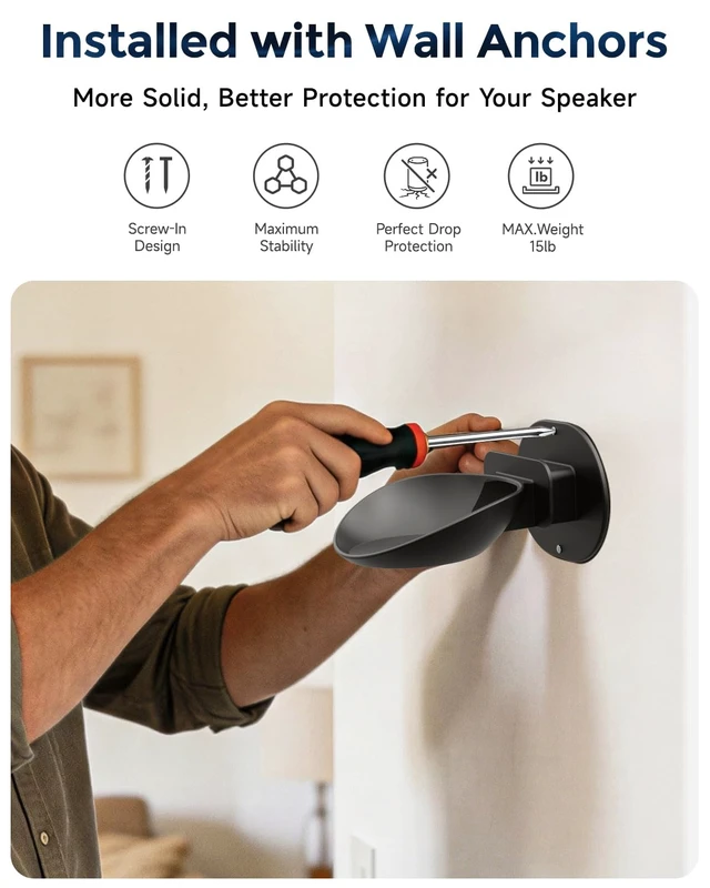 Alt view image 7 of 7 - Wall Mount Shelf for Echo Dot 5th/4th Gen, Echo Pop, Black | Suitable for HomePod Mini, Universal Smart Speaker Holder Bracket, Secure Screw Mount, Built-in Cable Management Stand