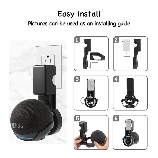 Alt view image 5 of 6 - Wall Mount Holder for Echo Dot 4th/5th Generation(1 Pack, Black)