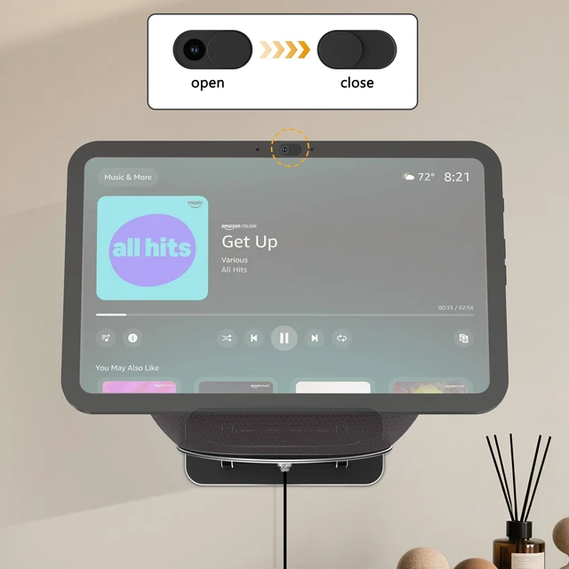 Alt view image 7 of 7 - Wall Mount Compatible with 2025 Echo Show 8 and Echo Show 11 | Aluminum Alloy, Space-Saving, Horizontal Swivel, Up-and-Down Tilt, Easy Installation, Ideal for Kitchen Use, Black