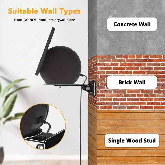 Alt view image 4 of 7 - Wall Mount Compatible with 2025 Echo Show 8 and Echo Show 11 | Aluminum Alloy, Space-Saving, Horizontal Swivel, Up-and-Down Tilt, Easy Installation, Ideal for Kitchen Use, Black