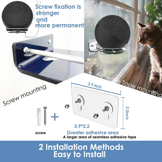 Alt view image 6 of 7 - Compatible for Echo 4th Gen Shelf Wall Moun Stand,Built-in Cable Management, Compatible for sonos era100(Transparency Black)