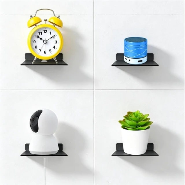 Alt view image 2 of 7 - Small Shelf for Wall, 5 Inch, Metal Floating Shelves for Echo, Cameras, Small Speaker Wall Mount Shelves (Black 1pcs)