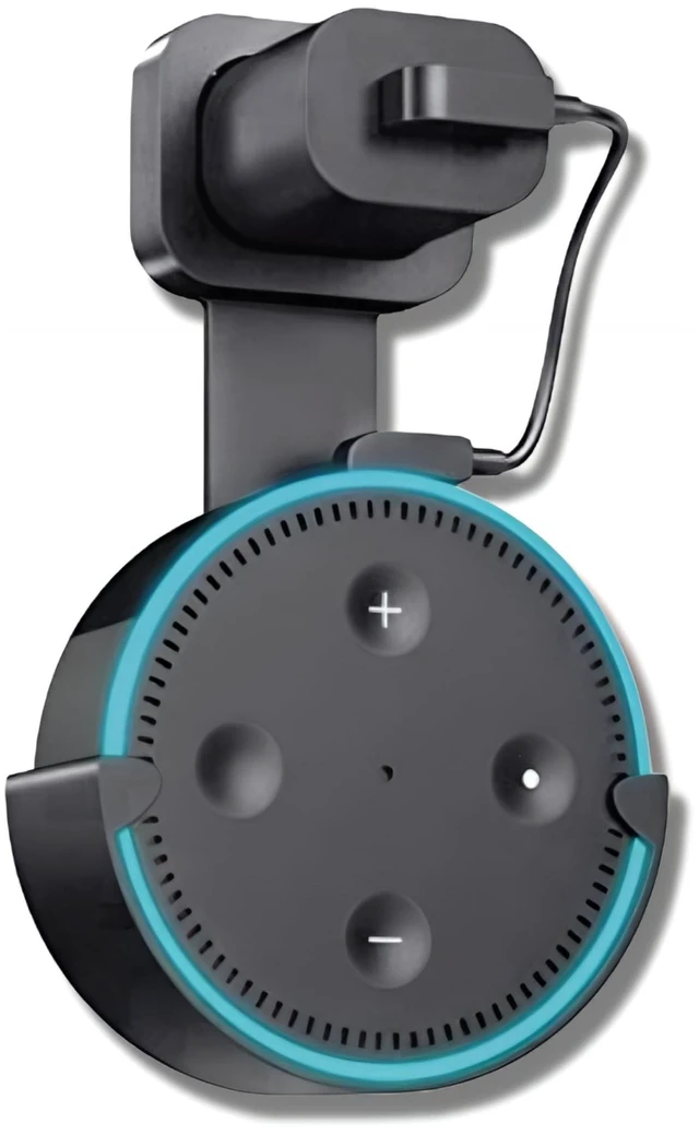 Main image of Wall Mount Holder for UK Google Mini & Dot 2 - Smart Home Outlet Wall Mount Stand for Dot 2nd Generation Speaker Holder with Charging Cord Cable, Space Saving Accessories Without Messy Wires