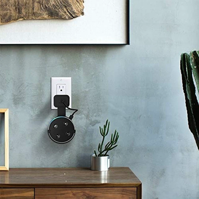 Alt view image 5 of 7 - Wall Mount Holder for UK Google Mini & Dot 2 - Smart Home Outlet Wall Mount Stand for Dot 2nd Generation Speaker Holder with Charging Cord Cable, Space Saving Accessories Without Messy Wires