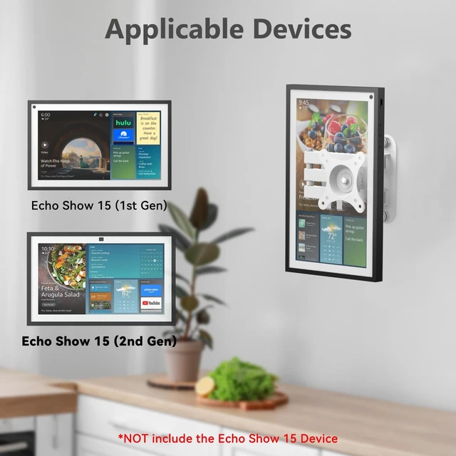 Alt view image 5 of 7 - Full Motion Wall Mount for Echo Show 15 and 13"-27" Monitors | 15-Inch Extension Arm, 360° Rotation, 180° Swivel, Adjustable Tilt, Folds to 3 Inches from the Wall, Space-Saving, White