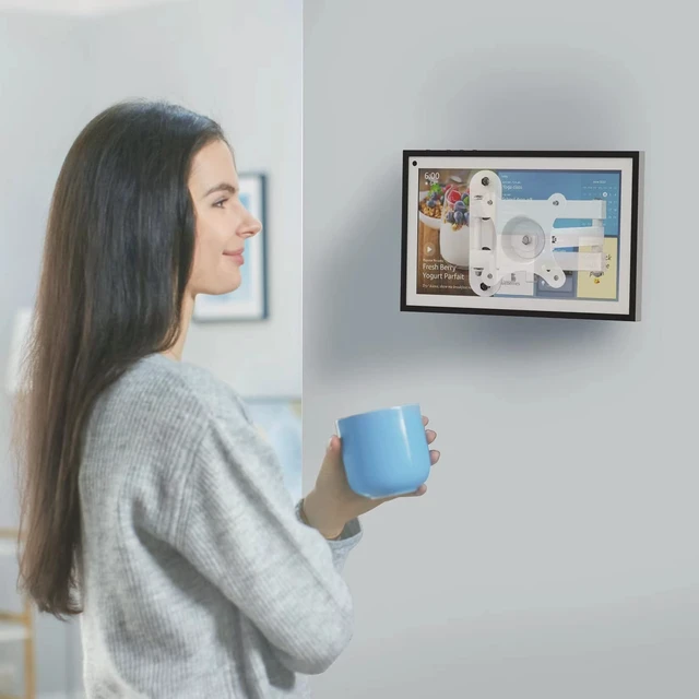 Alt view image 7 of 7 - Full Motion Wall Mount for Echo Show 15 and 13"-27" Monitors | 15-Inch Extension Arm, 360° Rotation, 180° Swivel, Adjustable Tilt, Folds to 3 Inches from the Wall, Space-Saving, White