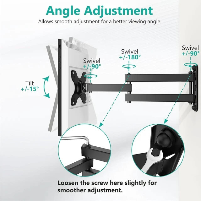 Alt view image 6 of 7 - Mount for Show 21, Show 15, Adjustable Wall Mounting Bracket with Heavy Duty 15 Extension Arm, Rotate Tilt Swivel for Show 21, Show 15, Holds up to 33lbs, Black