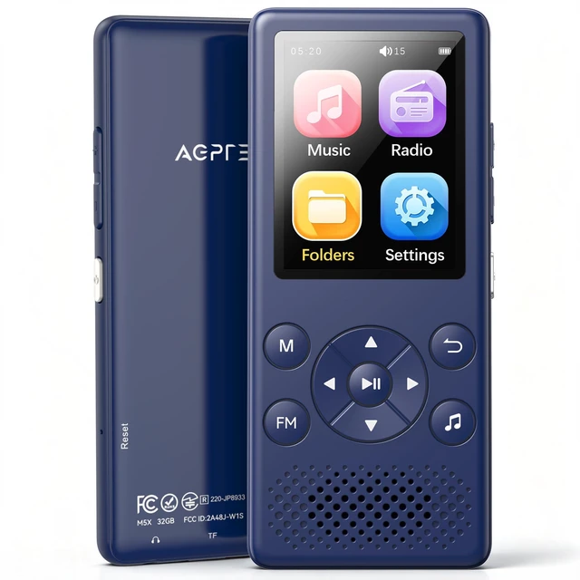 Main image of M5 32GB MP3 Player for Seniors, 2.4" Screen Big Font(Blue) | With Bluetooth 5.3, Front Lager Speaker, Shuffle Play, Physical Buttons, Simple to operate, Great for Elderly